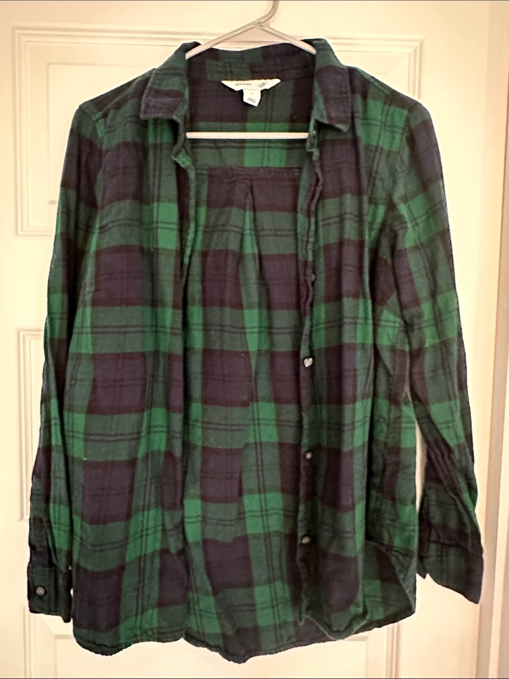 Old Navy Dark Green and Navy Plaid Shirt
